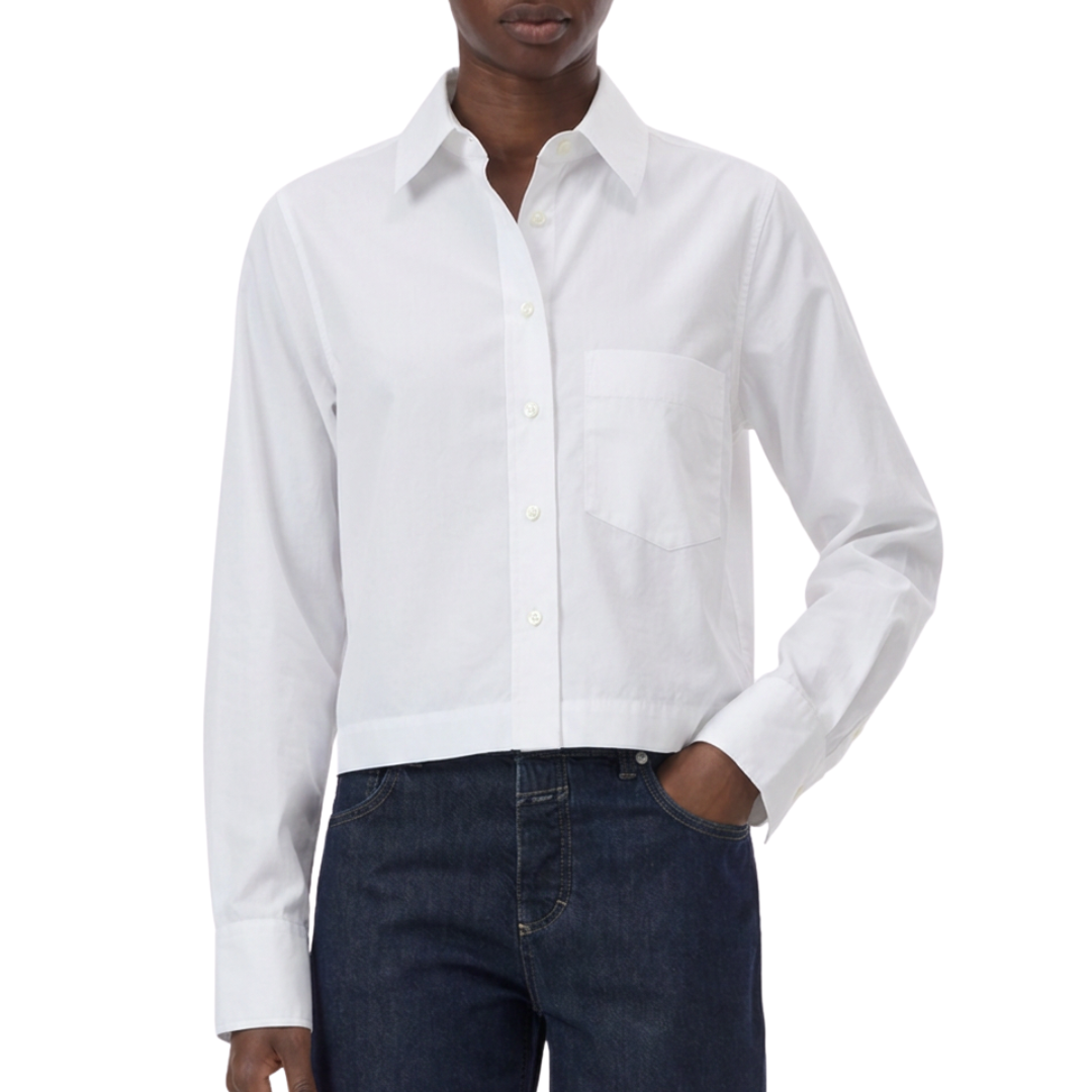 Cropped Organic Cotton Shirt in White