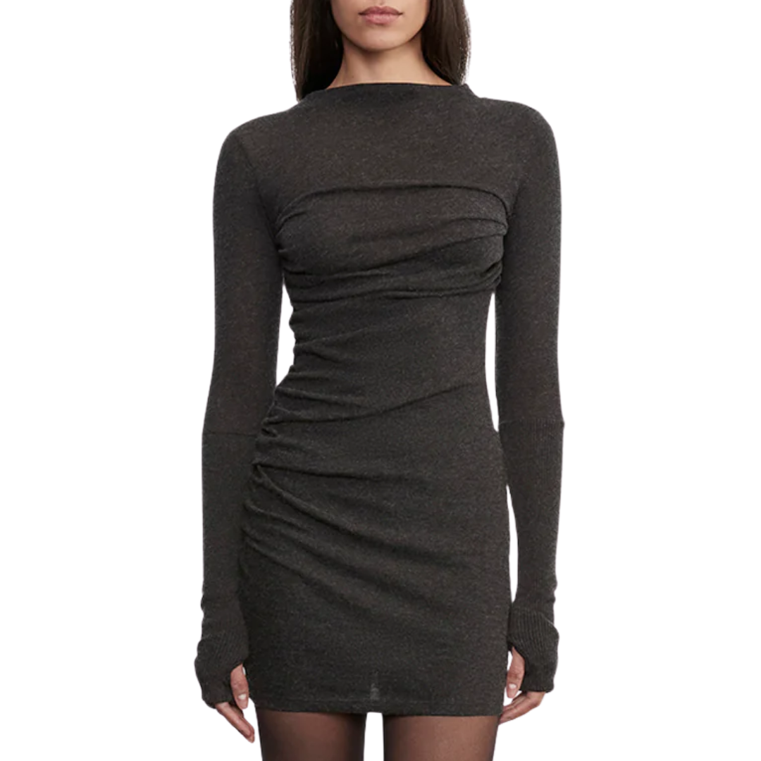 Cashmere Twist Dress in Charcoal