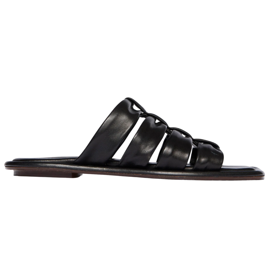 Selena Cloud Mule Sandal in Black Nappa