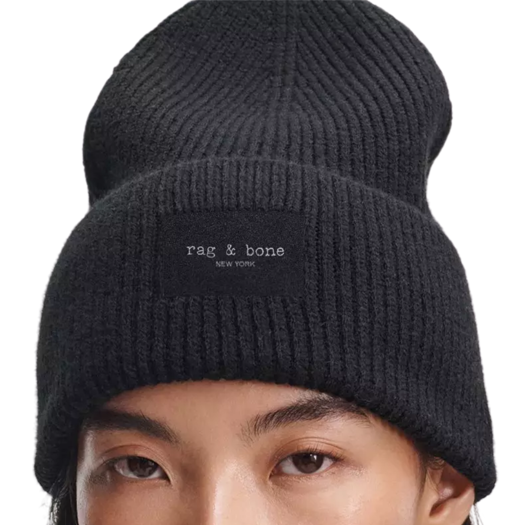 Blake Wool Blend Beanie in Black