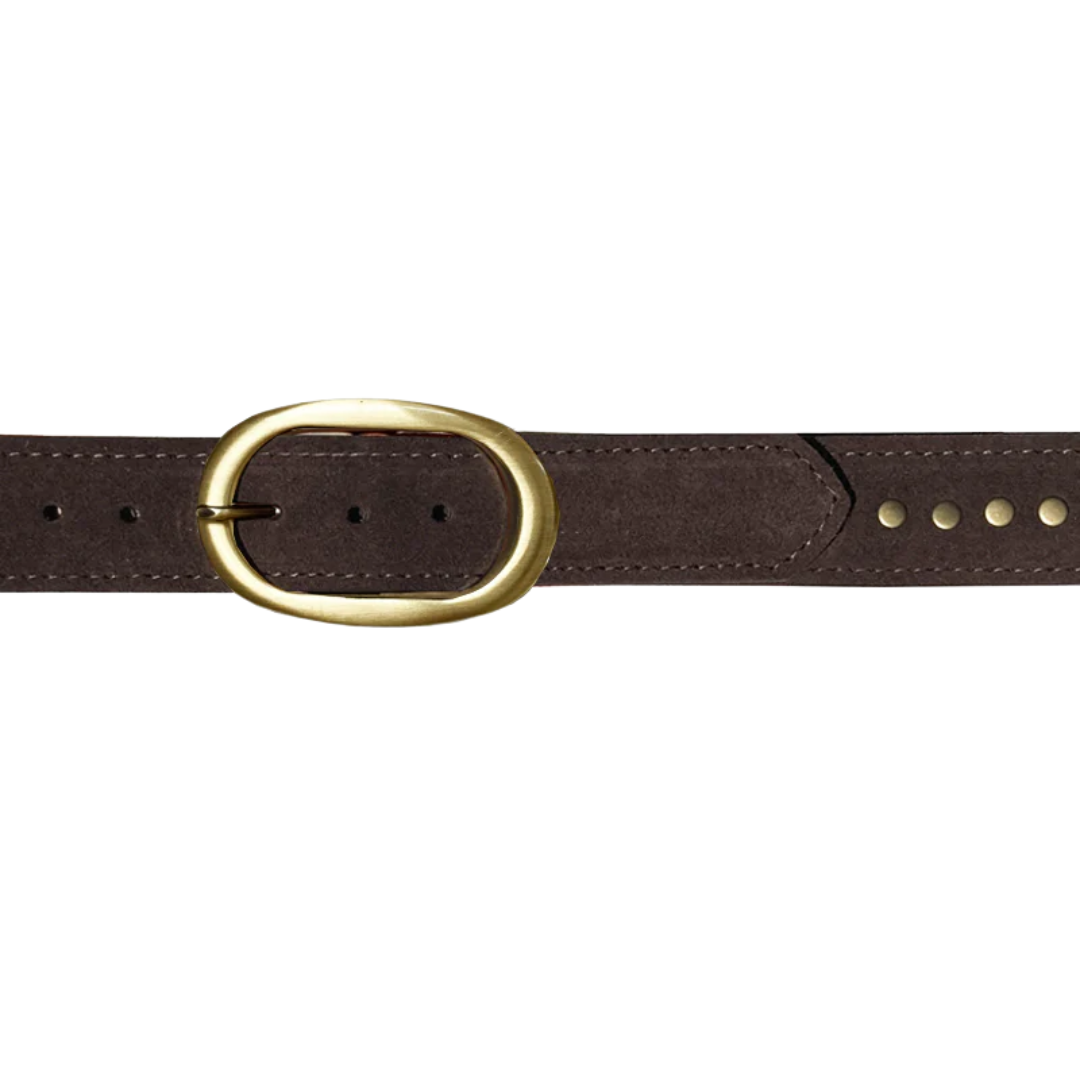 Oval Classic Studded in Chocolate Suede