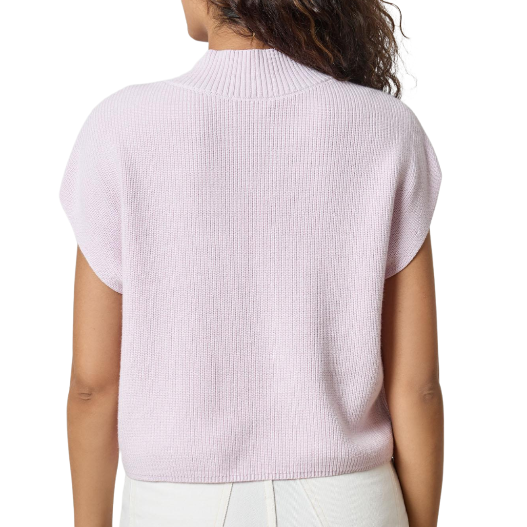 Wide Trim V-Neck Sweater in Freesia