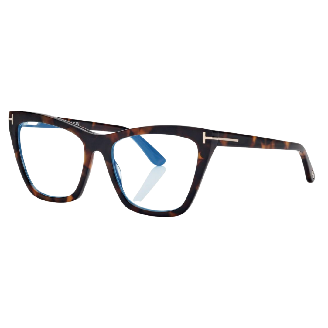 Blue Block Cat Eye Opticals With Clip On Sunglasses in Dark Havana