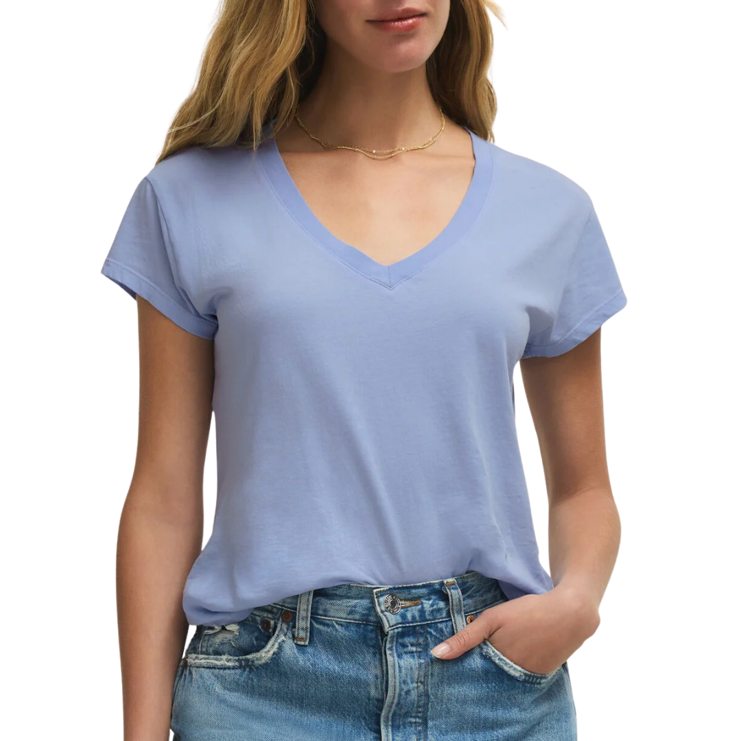 Modern V-Neck Tee in Blue Light