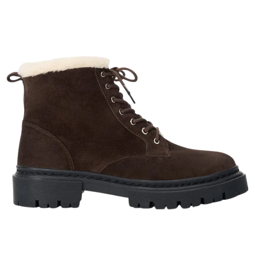 Henry Combat Boot in Espresso Suede