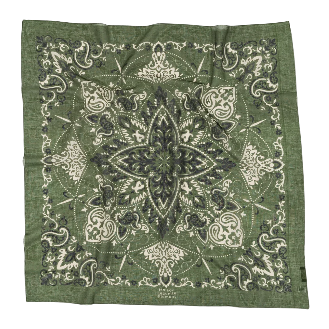 Cotton Bandana Scarf in Forest Green