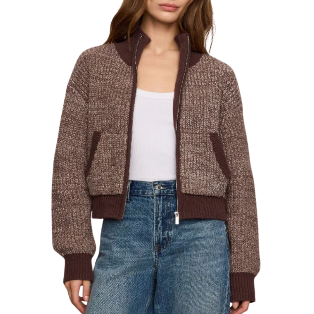 Ashford Zip Cardigan in Cocoa Bean