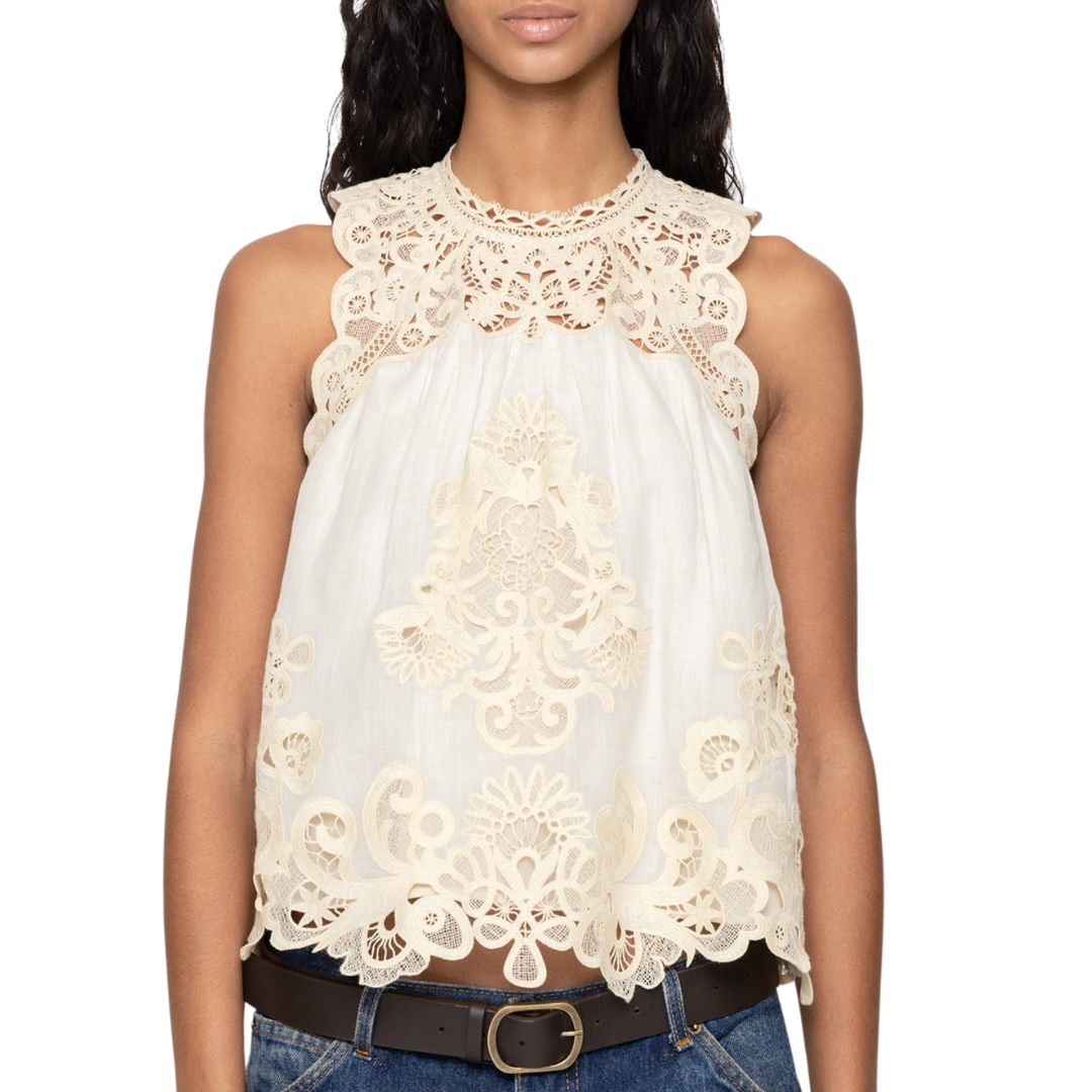 Medina Lace Tank in Cream