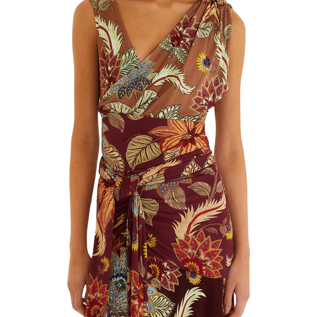 Sleeveless Midi Dress in Mixed Delhi Floral