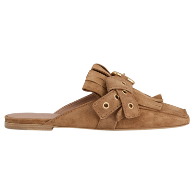 Leila Suede Flat in Golden Brown/Gold