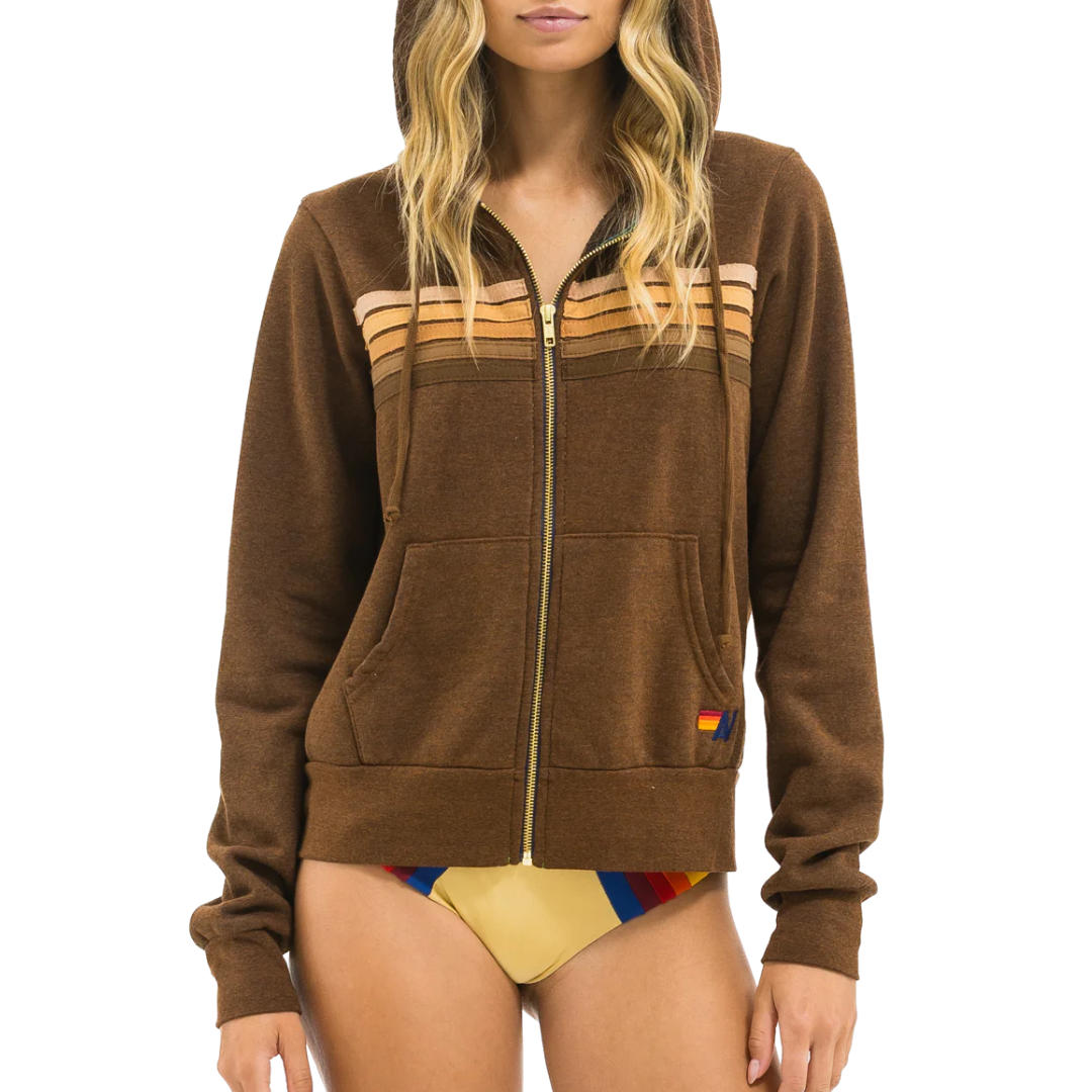 5 Stripe Hoodie in Chocolate/Espresso