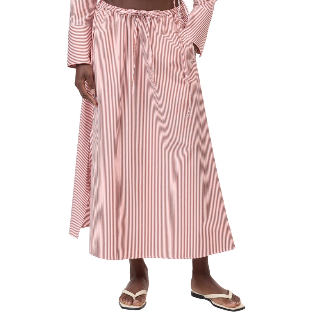 Gathered Skirt in Brick Red