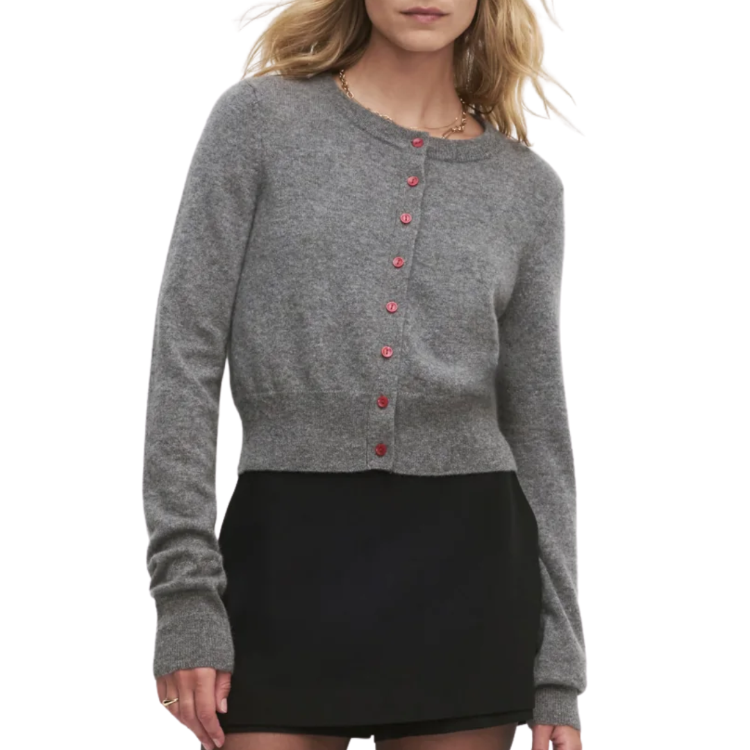 Cropped Rebecca Cardigan in Dark Charcoal Grey