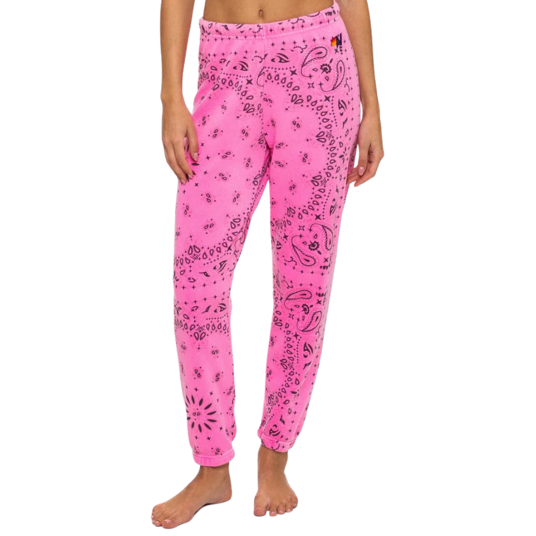 Bandana Sweatpants in Neon Pink