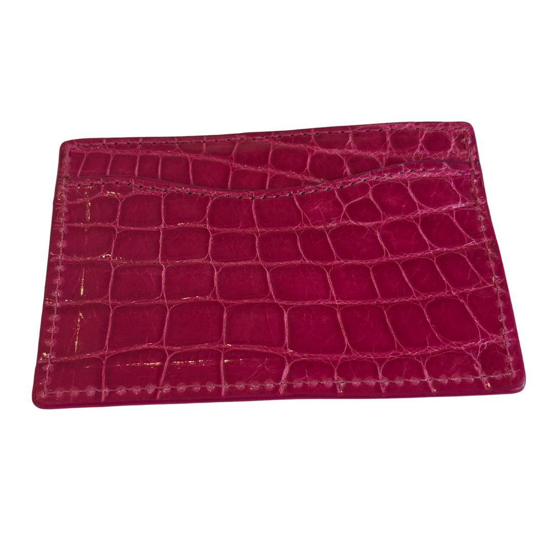 Alligator Card Case in Pretty Pink