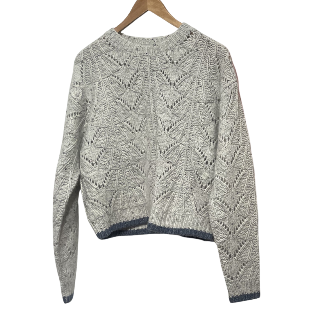 Boxy Shell Stitch Tipped Crew in Husky/River