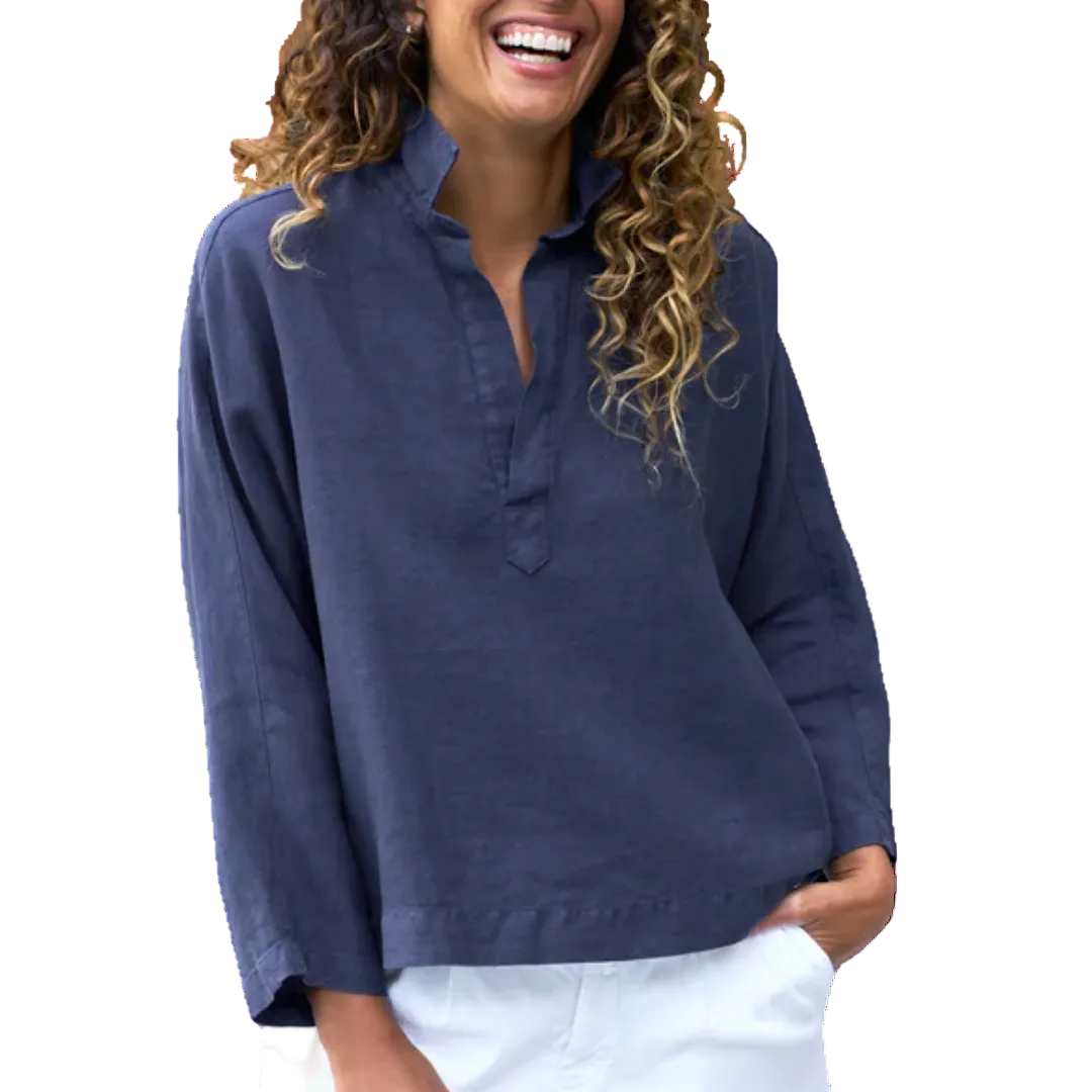 Gabi Popover Shirt in Navy