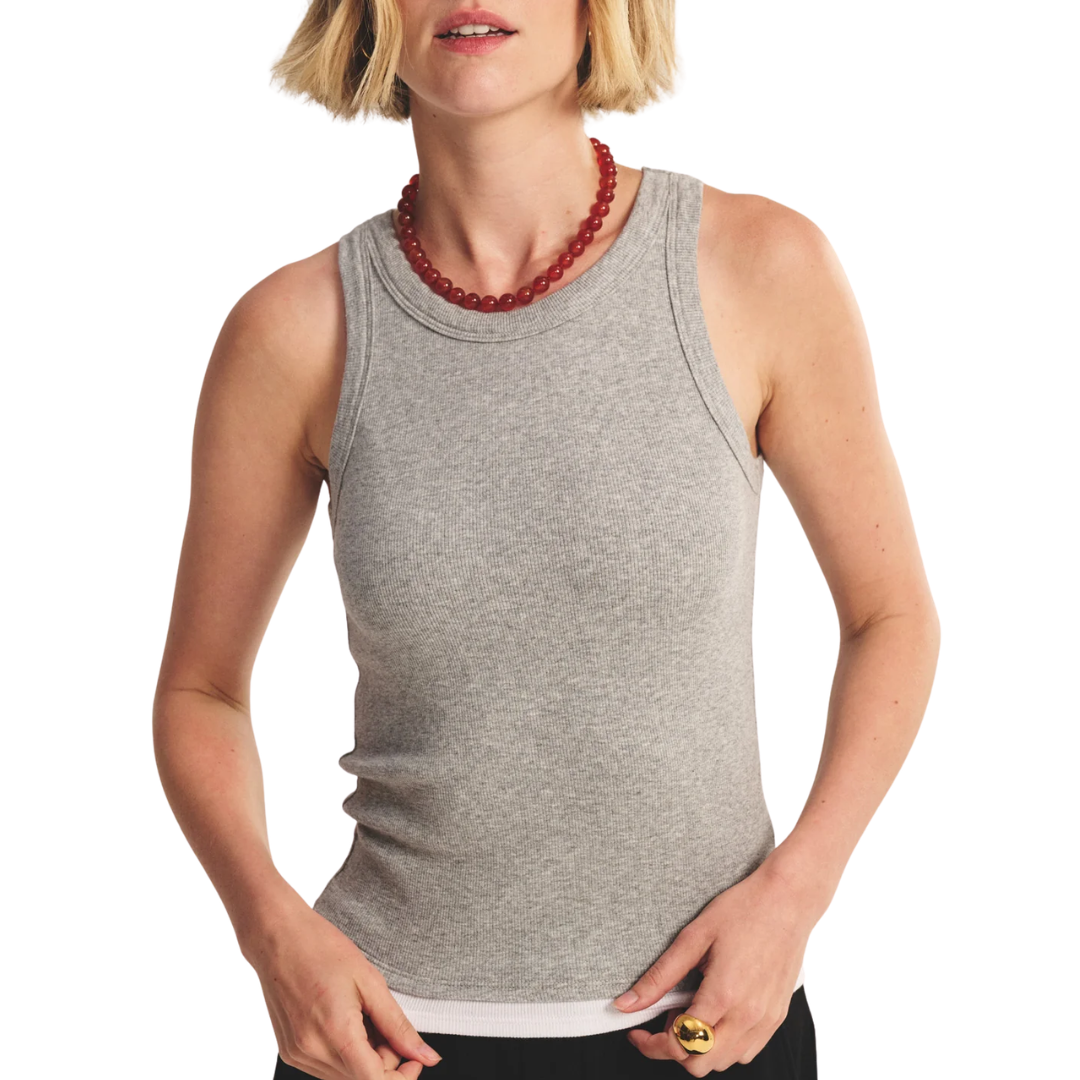 Orion Tank Top in Heather Grey/White