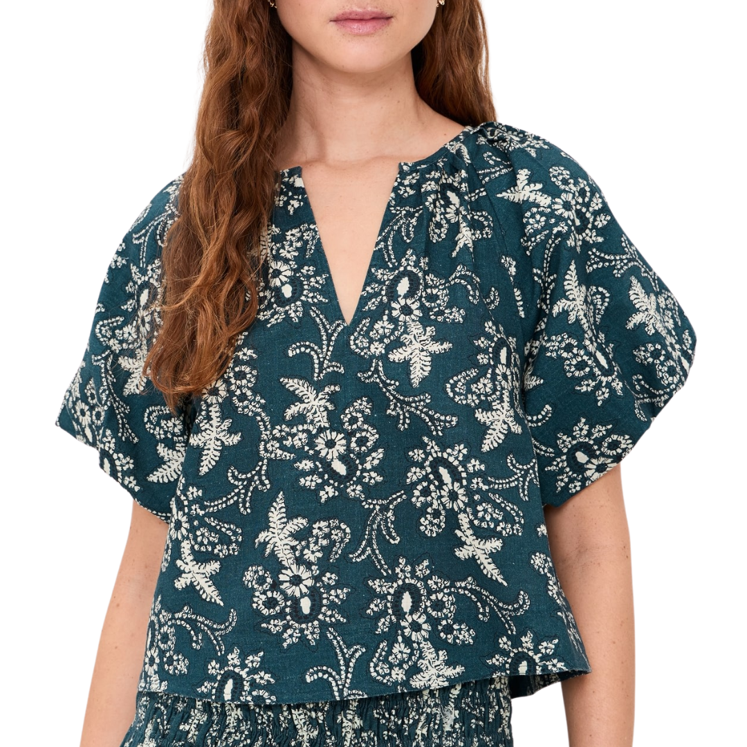 The Blythe Top in Indigo Bandana