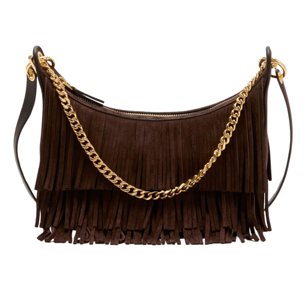 Small Fringe Fortune Crossbody in Espresso