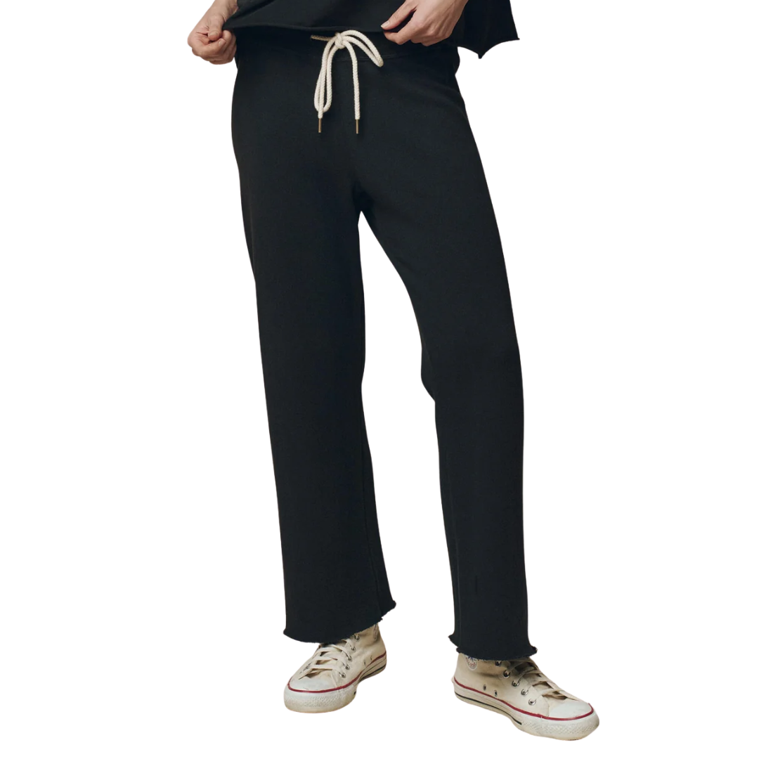 The Wide Leg Cropped Sweatpant in Almost Black