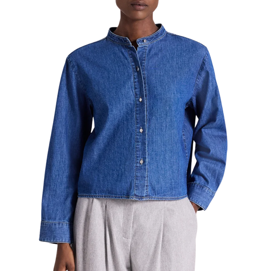Stand Collar Cut Off Shirt in Paris