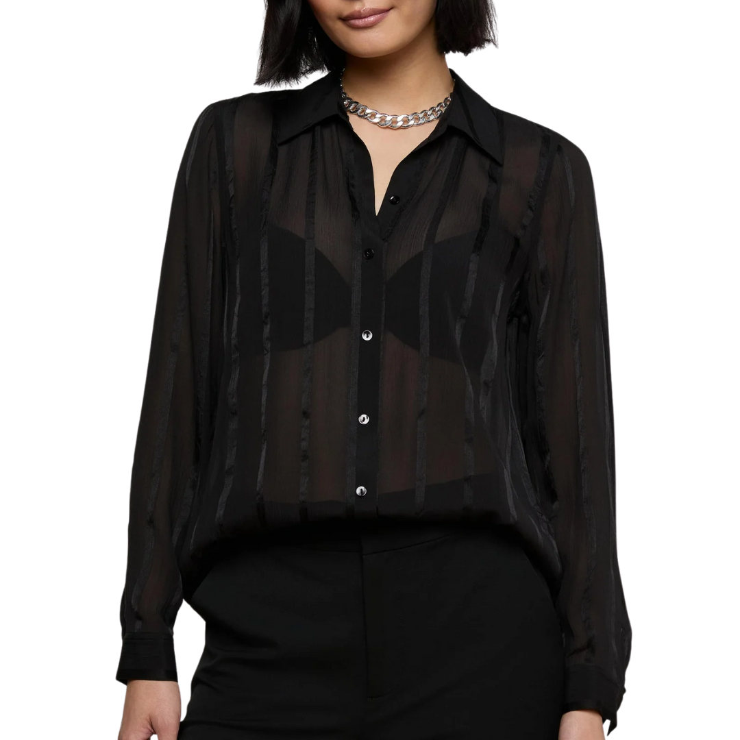 Argo Silk Blouse in Black Pinstripe