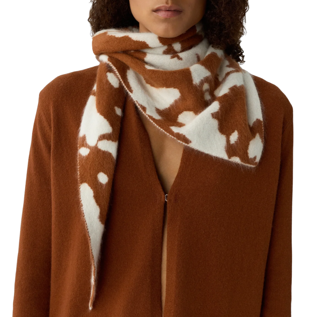 Grizzly Cowhide Wild Rag in Cream/Burnt Sienna