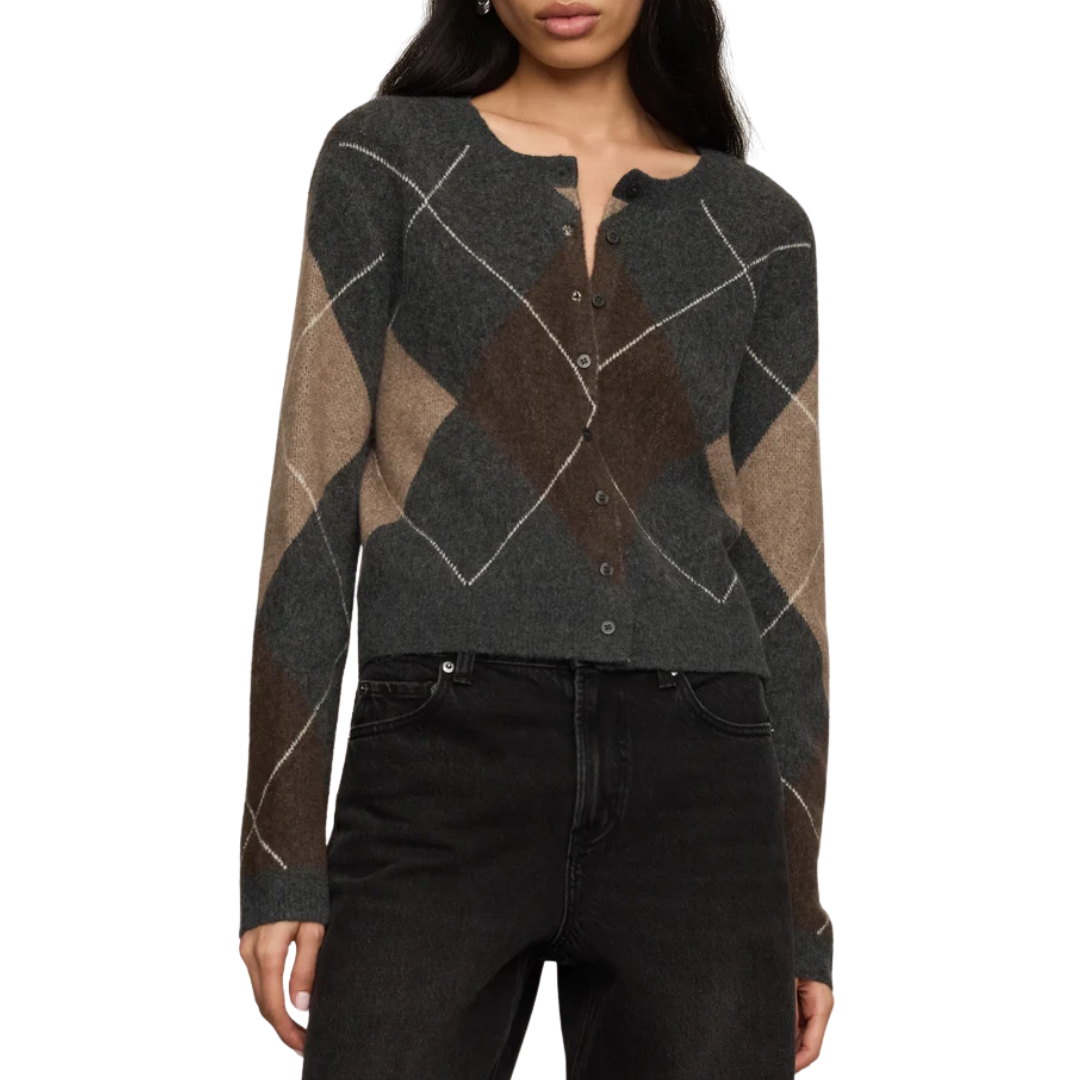 Medina Argyle Cardigan in Charcoal Heather