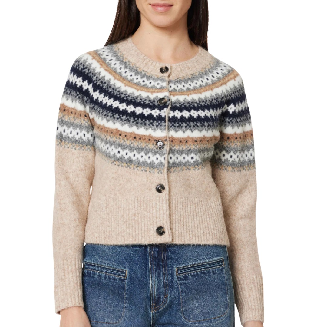 Faire Isle Cardigan in Brown