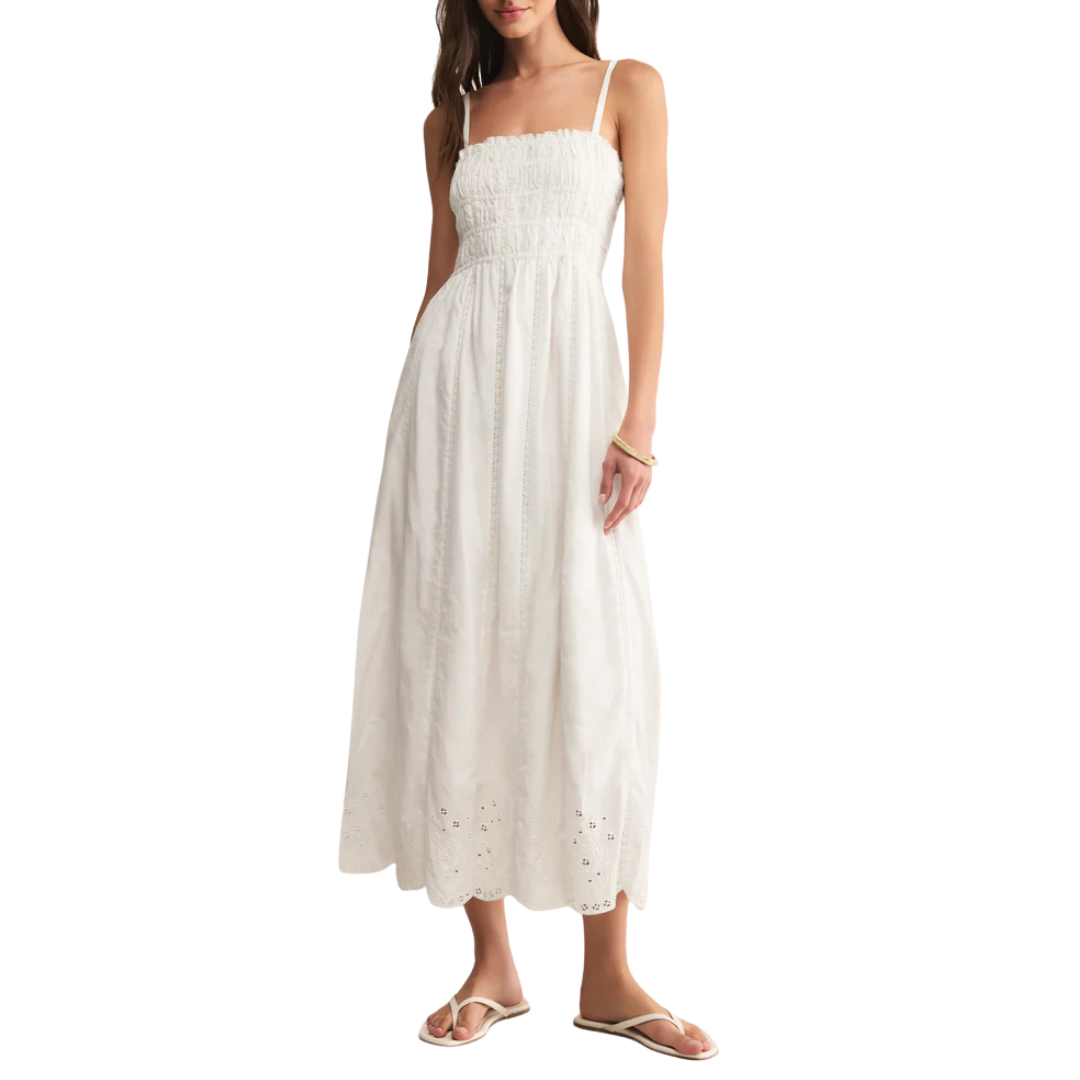 Dani Embroidered Midi in Dress White