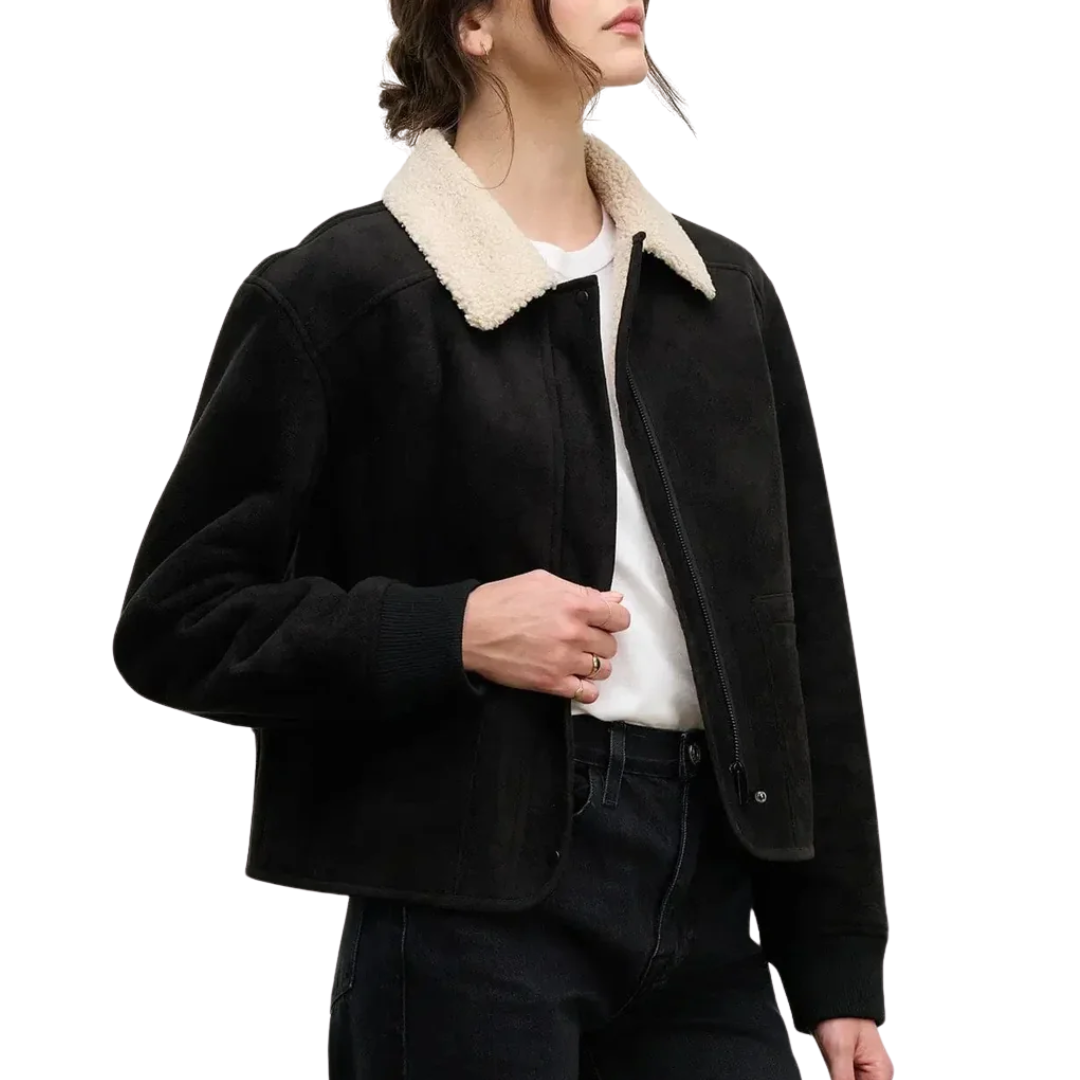 Juno Sherpa Jacket in Black/Cream