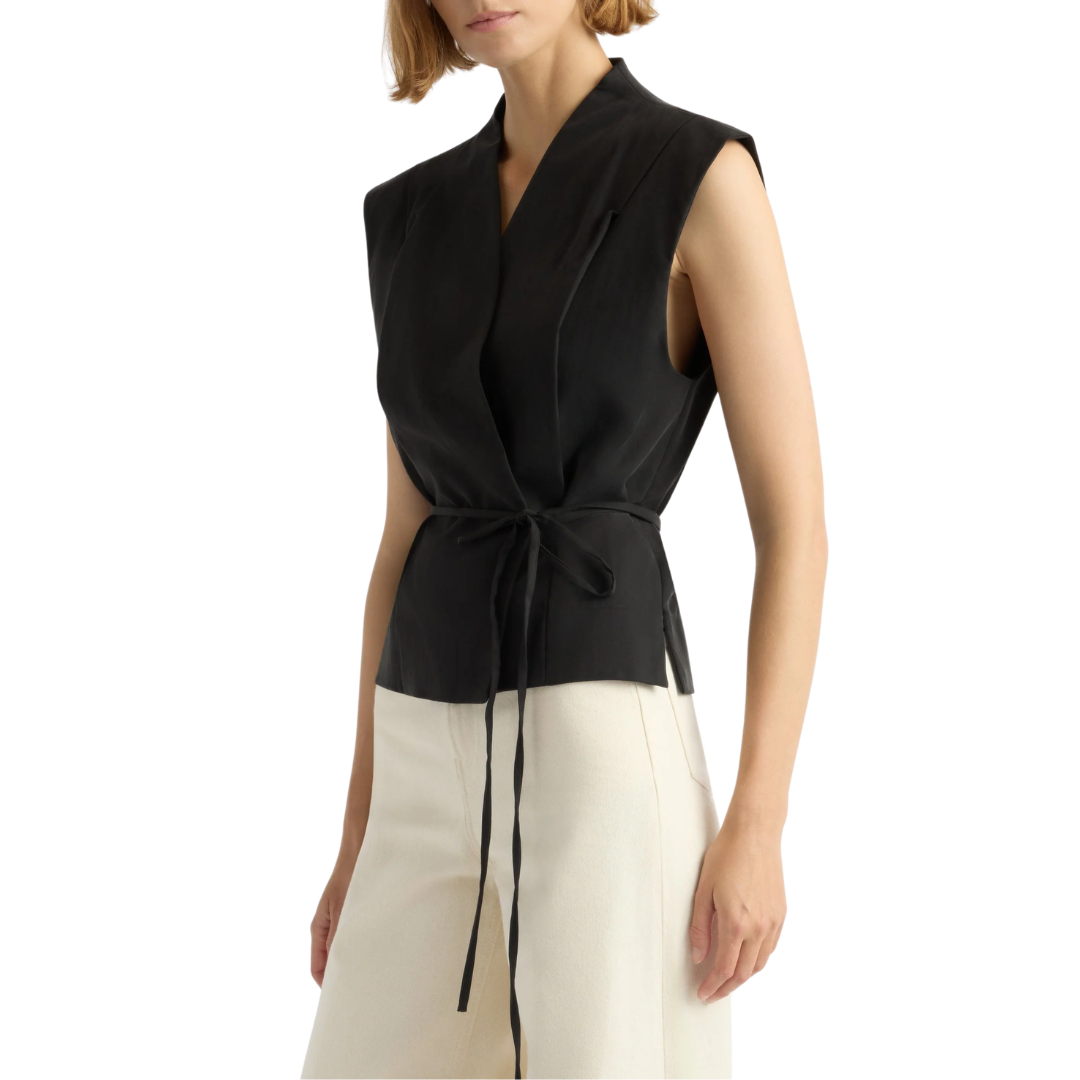 Leandra Tie-Wrap Vest in Black