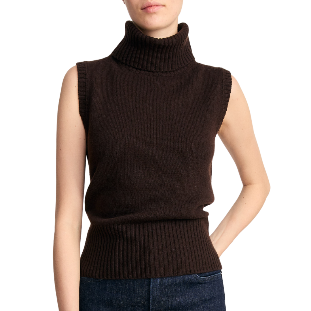 Mazzy Cashmere Sleeveless Sweater in Espresso