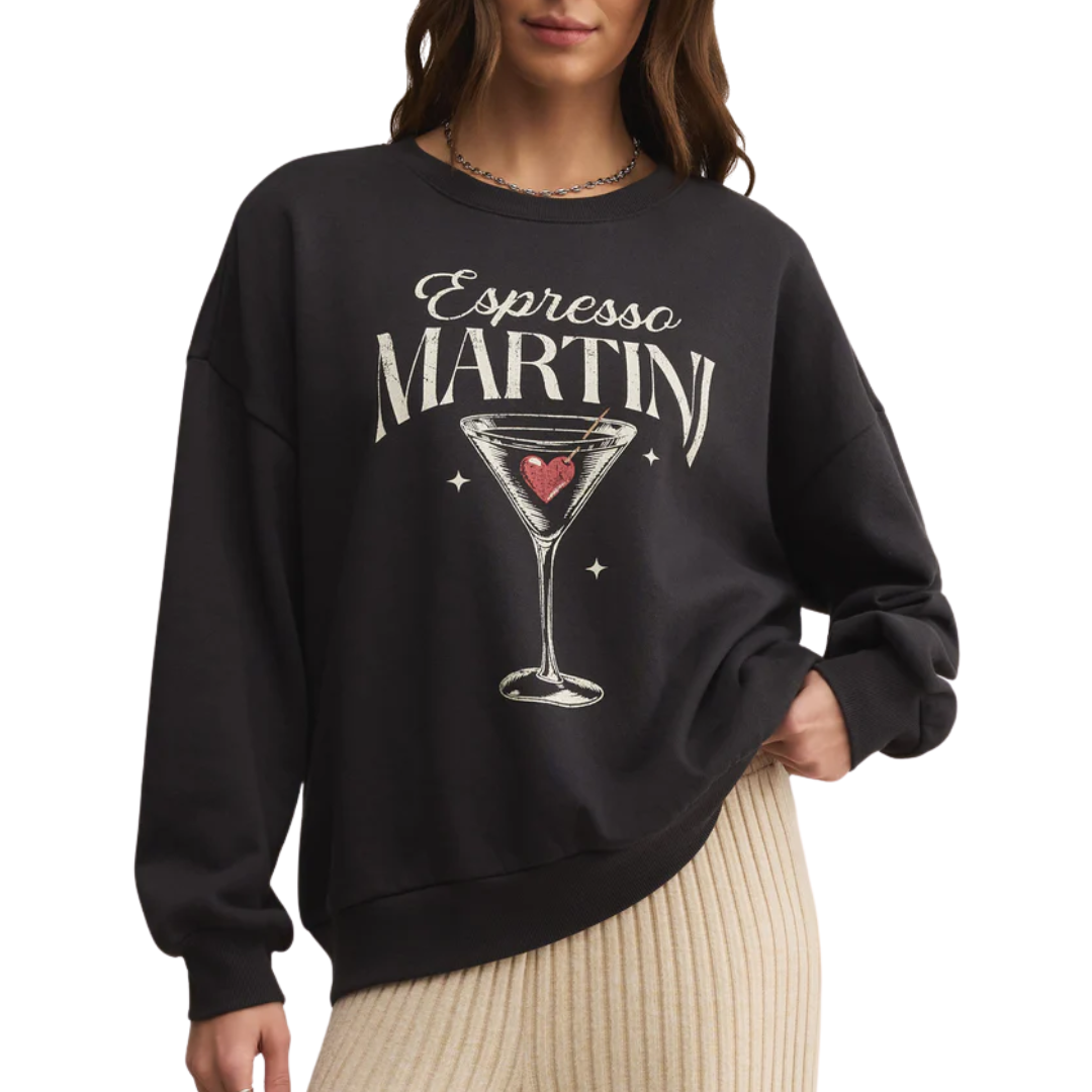 Oversized Martini Sweatshirt in Black Sand