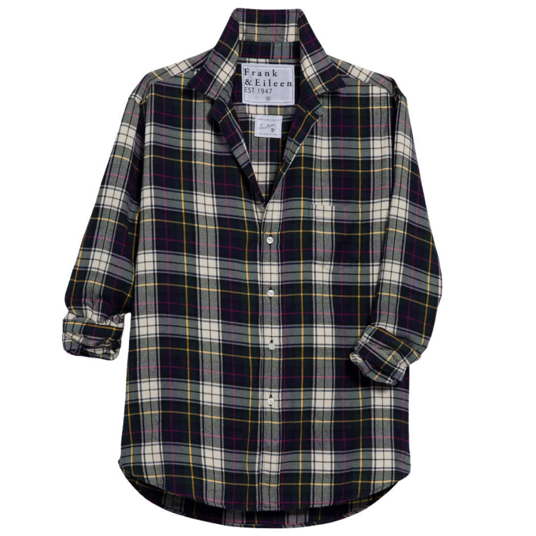 Eileen in White, Navy, Red Plaid