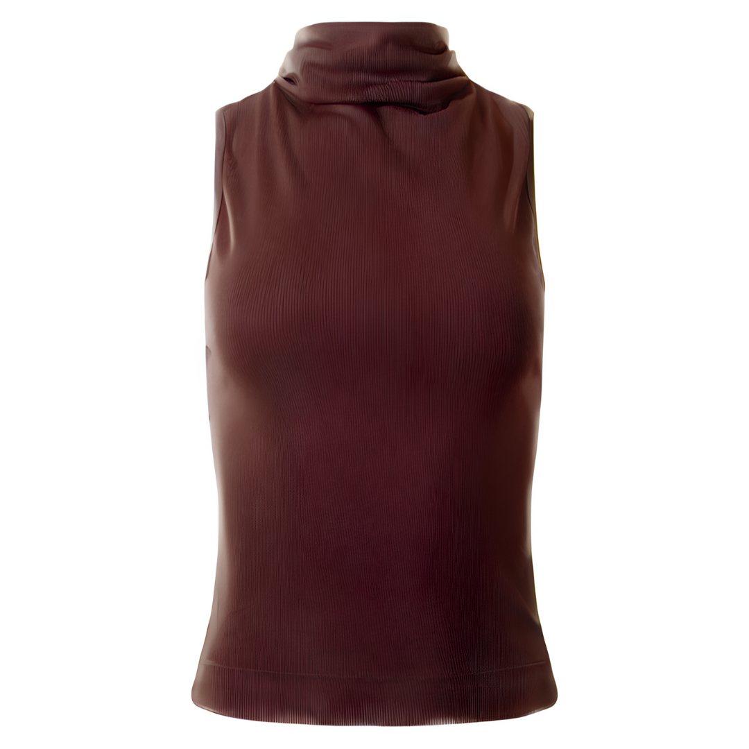 Chiara Drape Neck Tank in Espresso