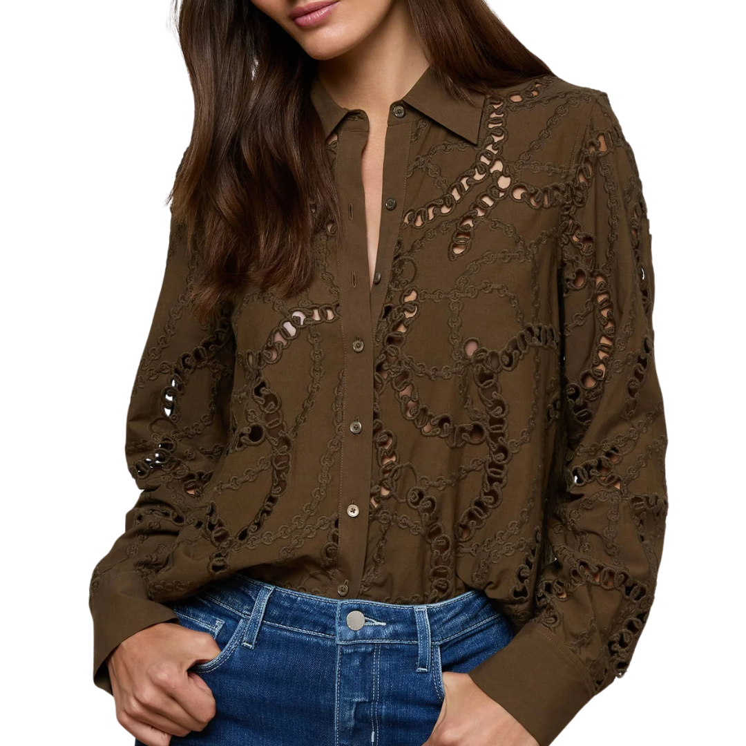 Ellery Eyelet Shirt in Pine