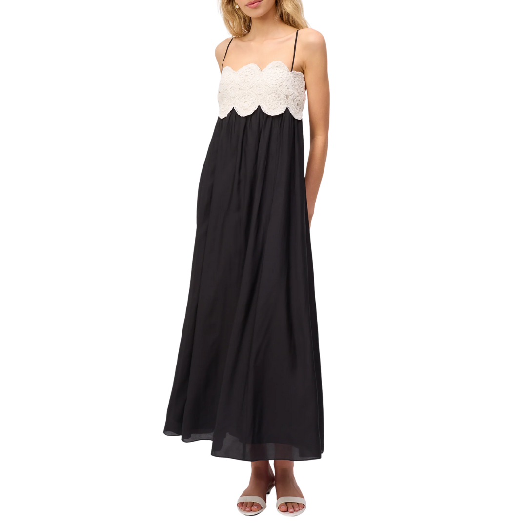 Iona Maxi Dress in Macadamia/Black