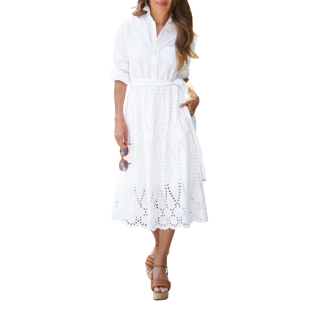 Grace Eyelet Dress in White
