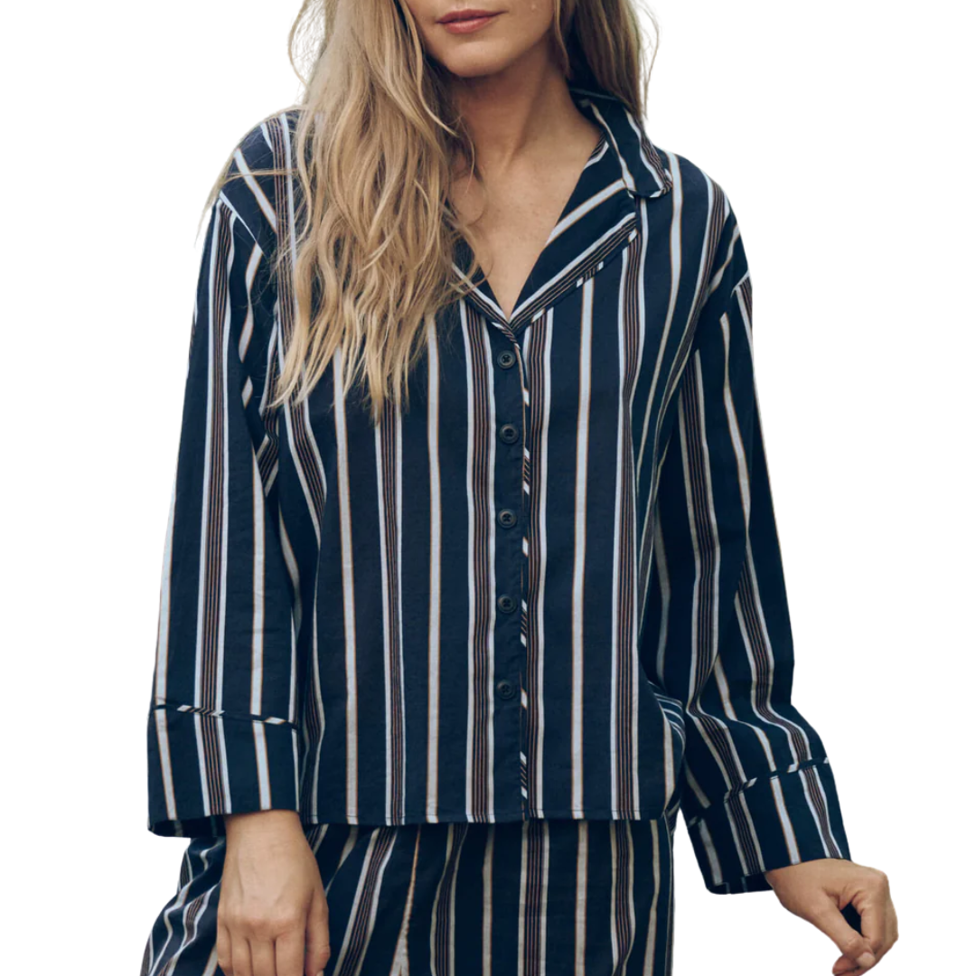 The Pajama Shirt in Coastline Stripe