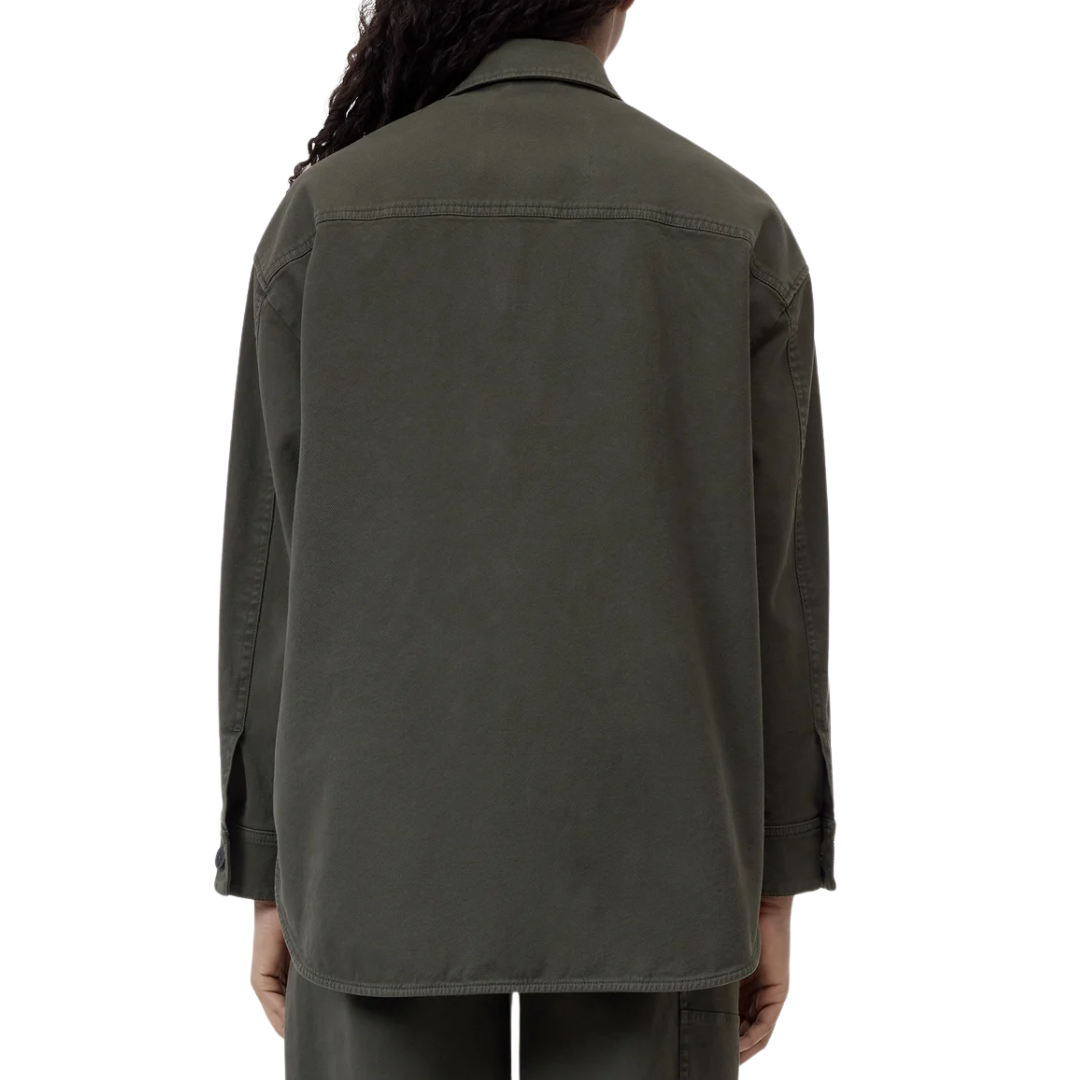 Organic Cotton Shirt Jacket in Juniper Green
