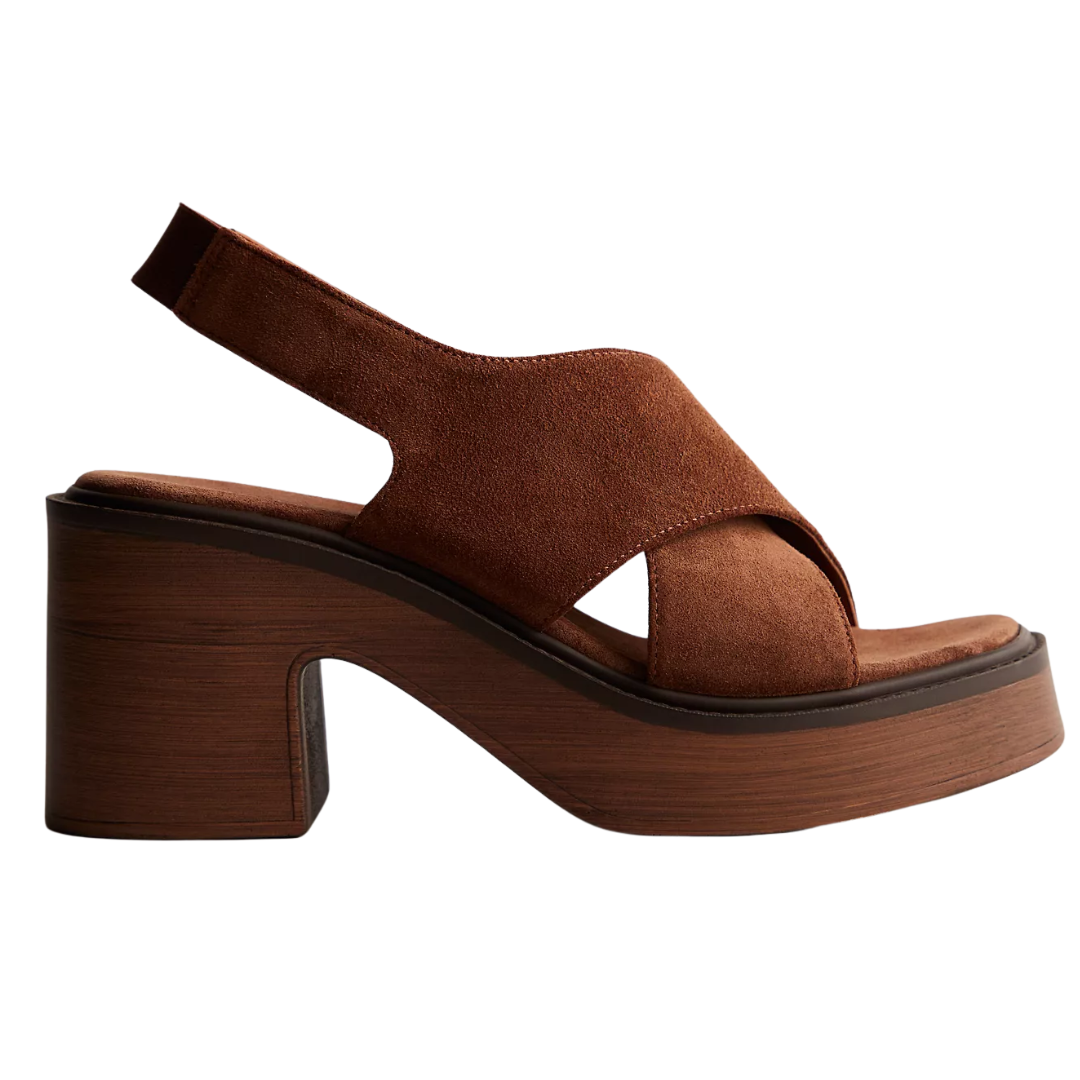 Cora Platform Clogs in Cognac Suede