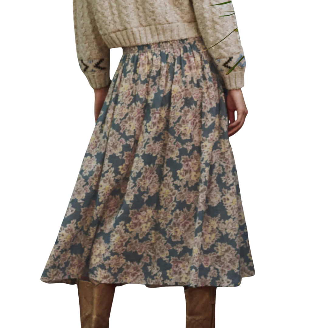 The Canary Skirt in Indigo Floral