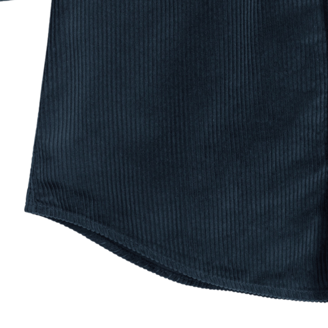 Barry Tailored Button-Up Shirt in Classic Navy Corduroy