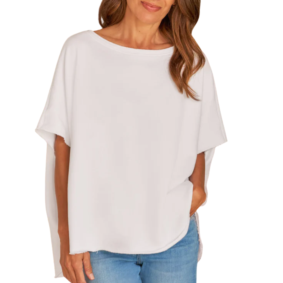 Olive Capelet in White Triple Fleece