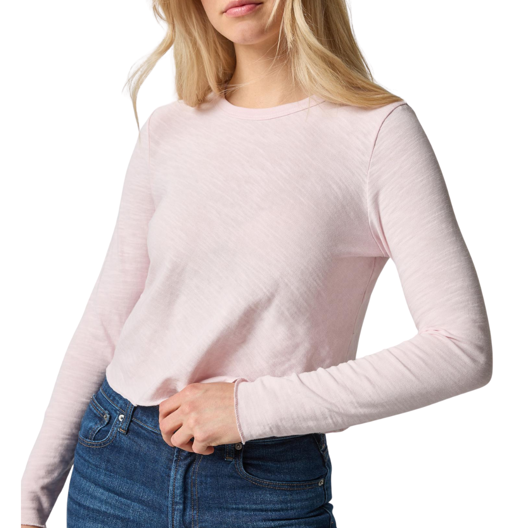 Long Sleeve Cropped Tee in Petal