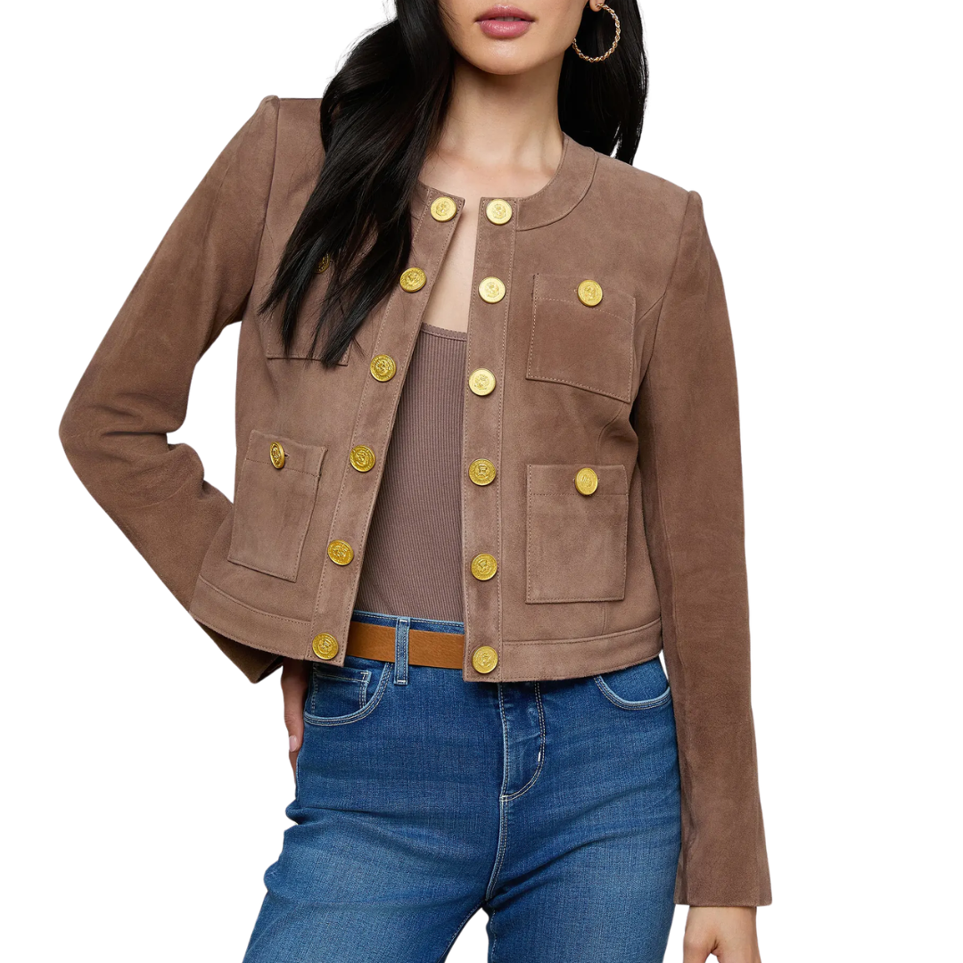 Jayde Collarless Jacket in Cardamom