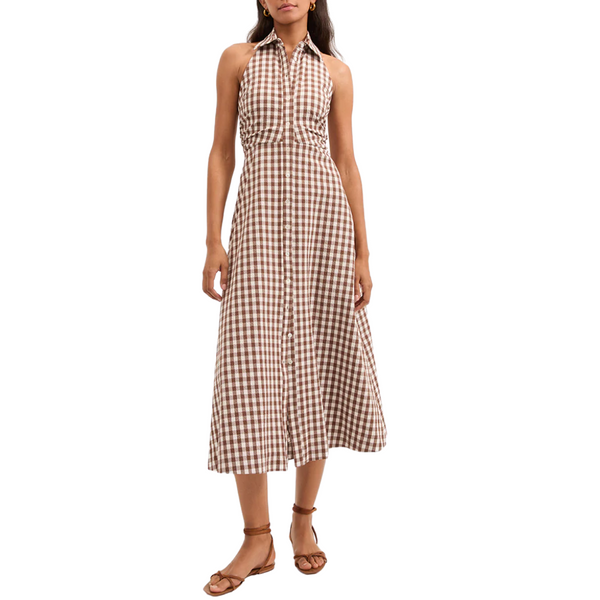 brown gingham seersucker zacara dress August Best Sellers