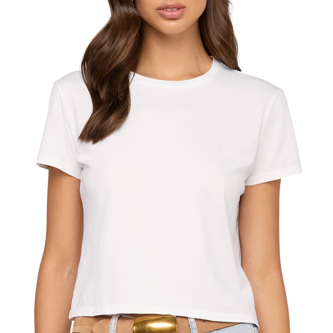 Aileen Cotton Crewneck Tee in White